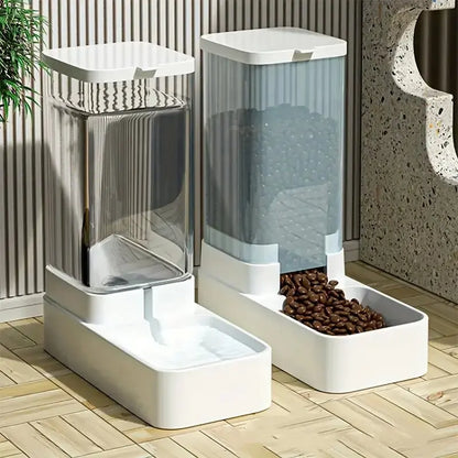 Automatic Dog Feeder & Water Dispenser – Gravity-Fed Food & Water Bowl Set