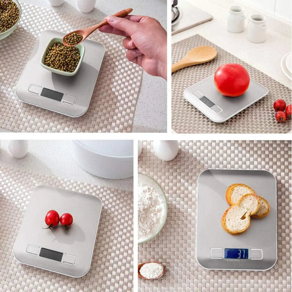 Digital Kitchen Scale – 5kg/10kg Capacity with 1g Precision & Stainless Steel Platform