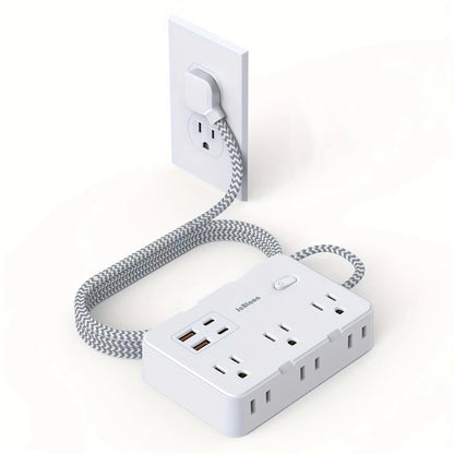 JcBlaon QT660-CU Power Strip – 6 AC Outlets, 4 USB Ports & 1.5m Braided Extension Cord