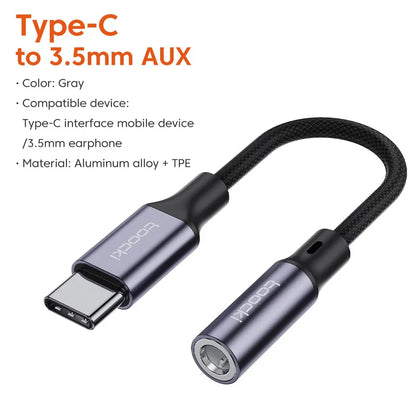 Toocki USB-C to 3.5mm Headphone Adapter – Type-C to AUX Audio Cable