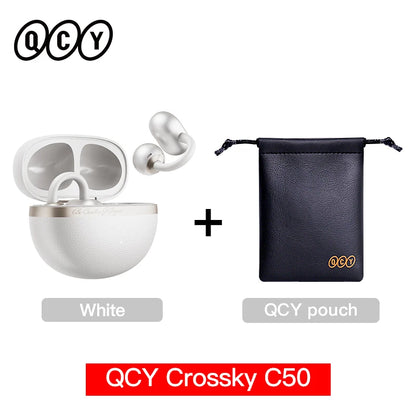 QCY Crossky C50 Clip-On Open-Ear Earbuds – Bluetooth 6.0 Wireless Headphones with AI Call Noise Reduction