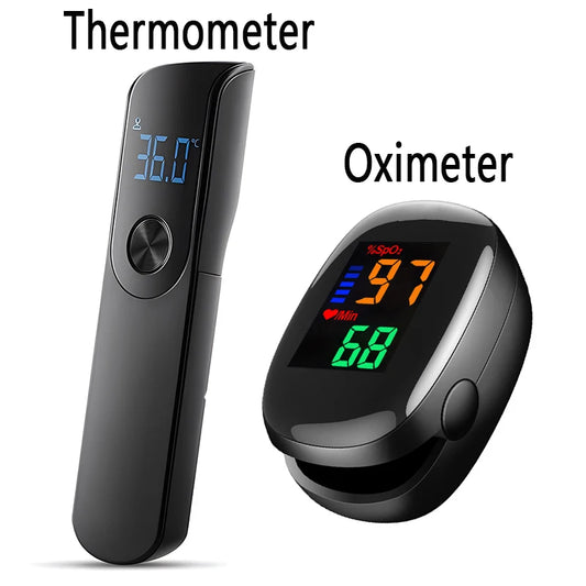 Digital IR Fever Thermometer & Mini Pulse Oximeter – Non-Contact Body Temperature & Blood Oxygen Monitor