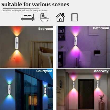 Double-Head RGB Motion Sensor LED Night Light – Rechargeable Magnetic Wall Lamp