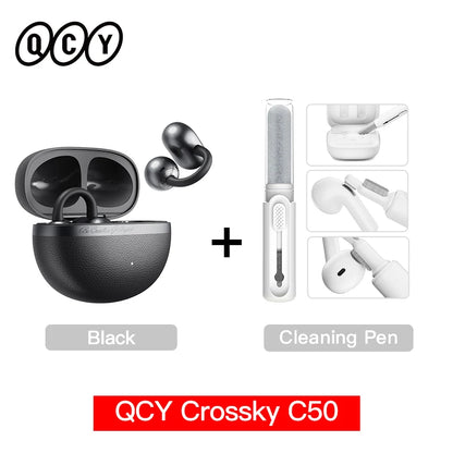 QCY Crossky C50 Clip-On Open-Ear Earbuds – Bluetooth 6.0 Wireless Headphones with AI Call Noise Reduction