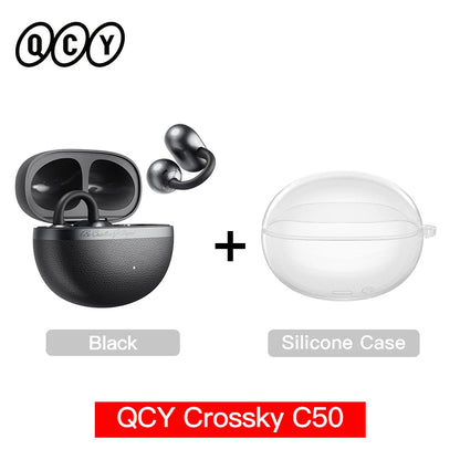 QCY Crossky C50 Clip-On Open-Ear Earbuds – Bluetooth 6.0 Wireless Headphones with AI Call Noise Reduction