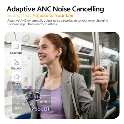 QCY MeloBuds N70 Wireless Earbuds – Adaptive ANC, Bluetooth 6.0, LDAC Hi-Res Audio & 50-Hour Battery