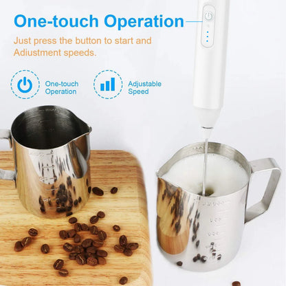 JIZHOU MF101 Mini Milk Frother – 3-Speed Rechargeable Electric Whisk with 11,000 RPM Motor