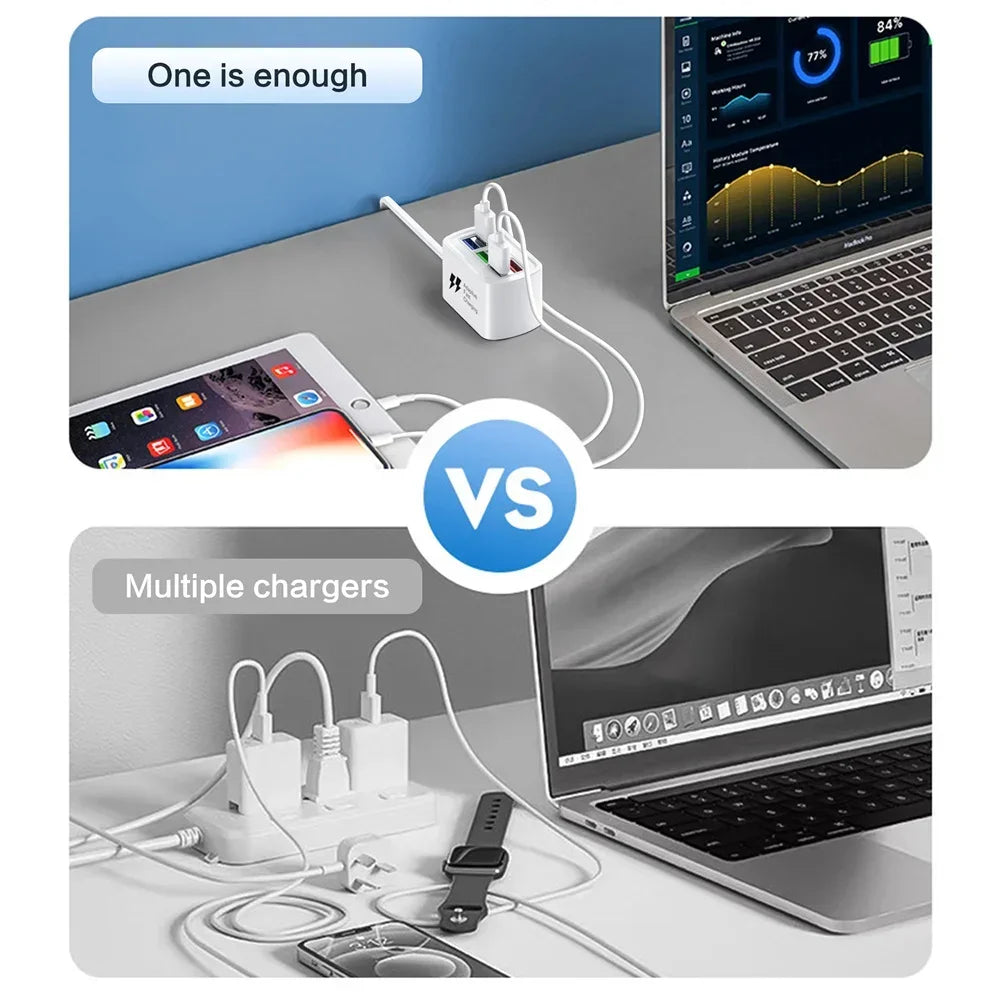 6-in-1 Desktop Charging Station – USB Charging Hub & Power Strip with 1m Cord
