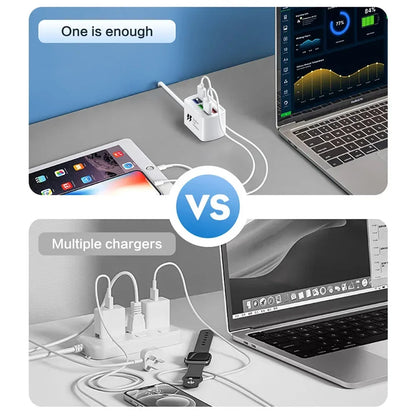6-in-1 Desktop Charging Station – USB Charging Hub & Power Strip with 1m Cord