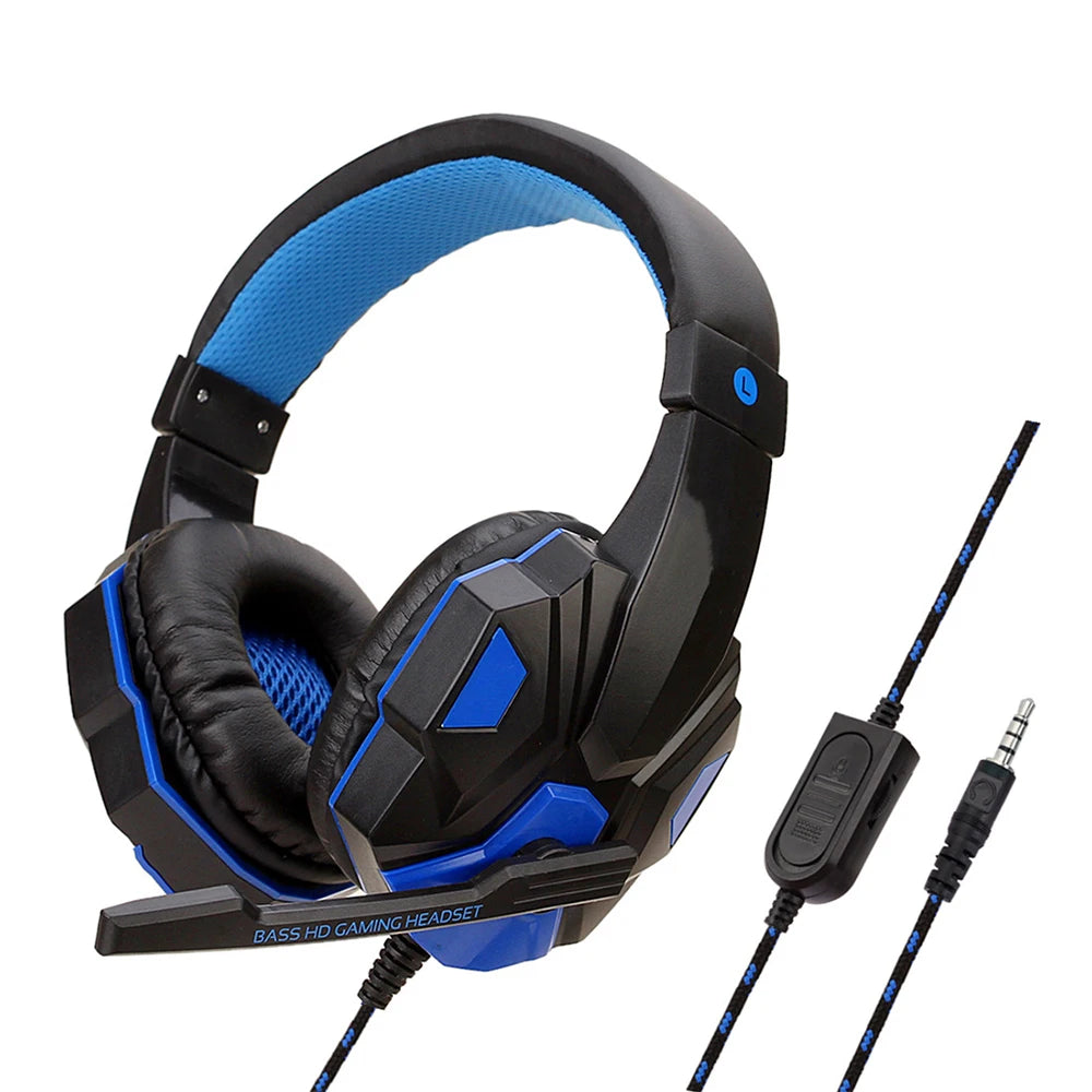 3.5mm Wired Gaming Headset – Stereo Bass Headphones with Adjustable Microphone