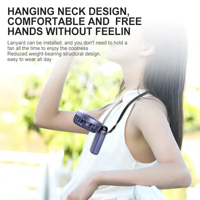 Portable Handheld Mini Fan – 5-Speed Foldable Neck Fan with Phone Stand, Digital Display & 1800mAh Battery