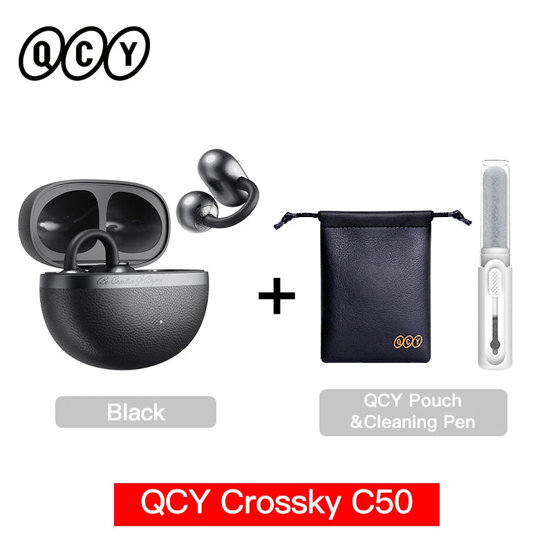 QCY Crossky C50 Clip-On Open-Ear Earbuds – Bluetooth 6.0 Wireless Headphones with AI Call Noise Reduction