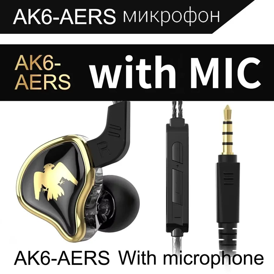 QKZ AK6 Wired Earphones – In-Ear Stereo Headphones with Dynamic Drivers & Microphone