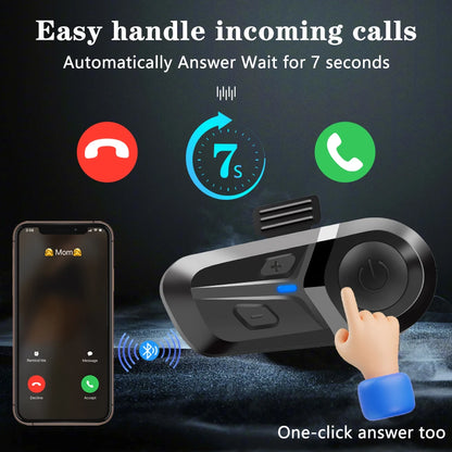 Bluetooth 5.3 Motorcycle Helmet Headset – Wireless Hands-Free Communication & Music Speaker