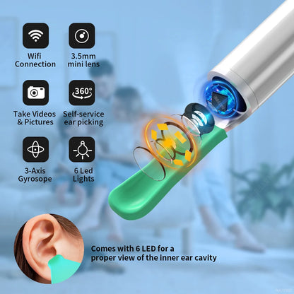 Wireless Ear Wax Cleaner with HD Camera – LED Otoscope & Ear Cleaning Tool
