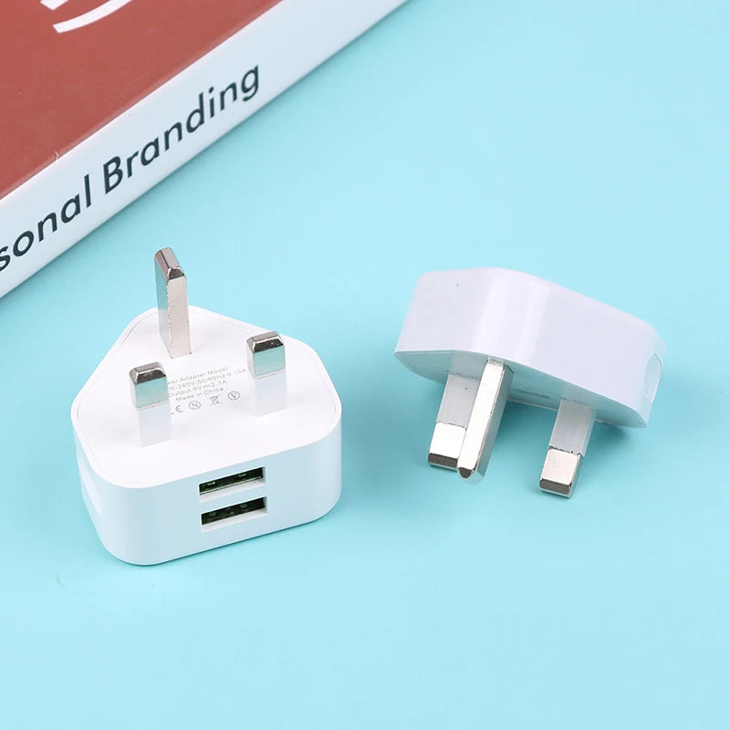 UK 3-Pin USB Wall Charger – Universal Plug Adapter with 1 or 2 USB Ports