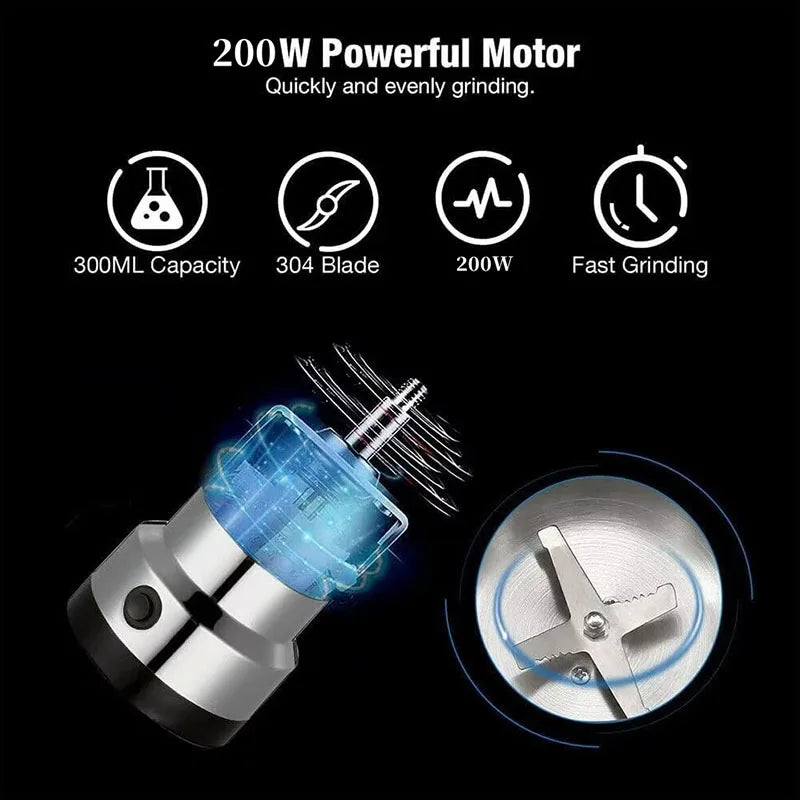 4-Blade Electric Coffee & Grain Grinder – Multifunctional Nut, Bean & Spice Grinder
