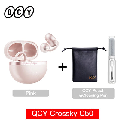 QCY Crossky C50 Clip-On Open-Ear Earbuds – Bluetooth 6.0 Wireless Headphones with AI Call Noise Reduction