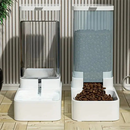 Automatic Dog Feeder & Water Dispenser – Gravity-Fed Food & Water Bowl Set