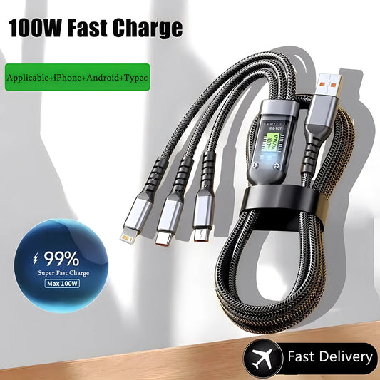 6-in-1 Car Charger Adapter – Dual USB-C Fast Charging with 3.1A Output & Digital Display