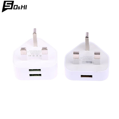 UK 3-Pin USB Wall Charger – Universal Plug Adapter with 1 or 2 USB Ports