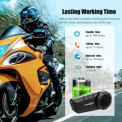 FreedConn KY-Pro Motorcycle Bluetooth Intercom – 6-Rider Helmet Headset with 1000m Range