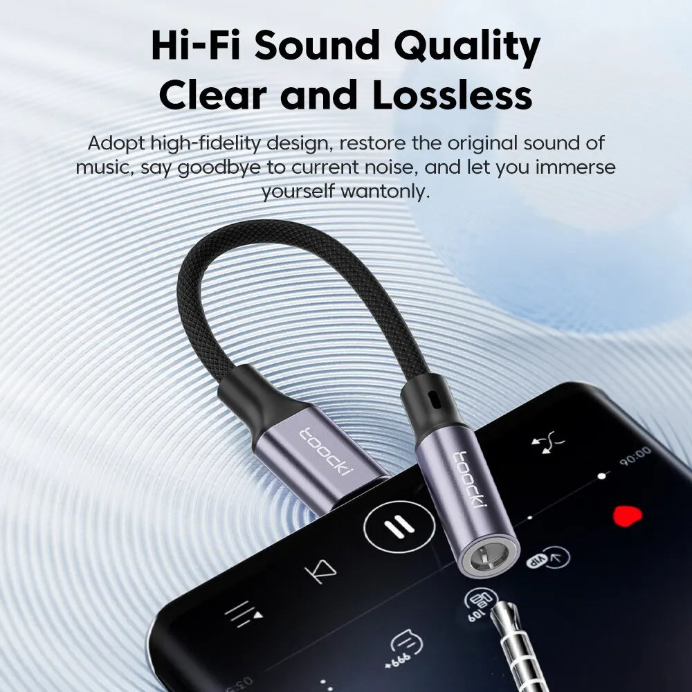 Toocki USB-C to 3.5mm Headphone Adapter – Type-C to AUX Audio Cable