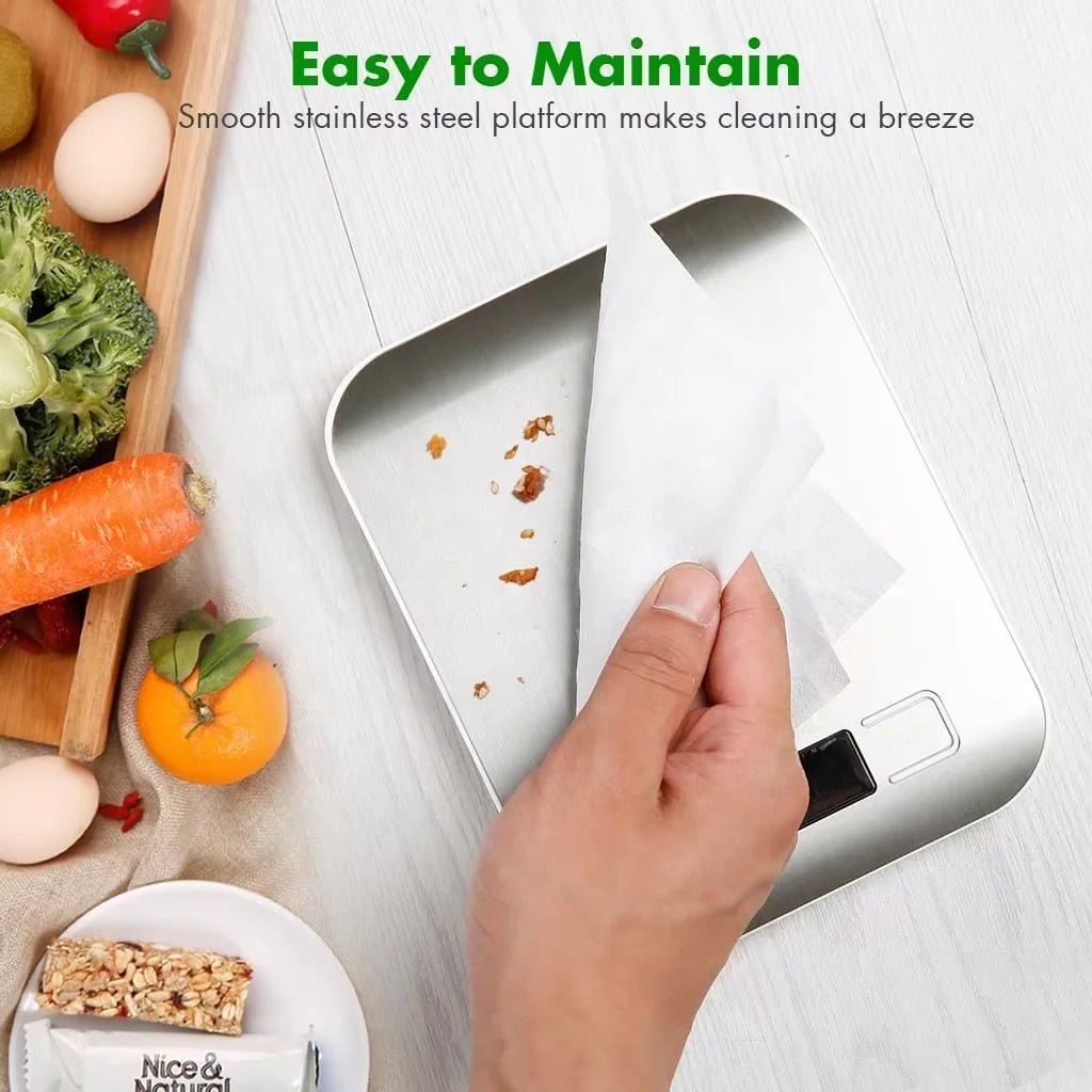 5kg Digital Kitchen Food Scale – 1g Precision LCD Display with Stainless Steel Platform