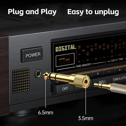 6.35mm Male to 3.5mm Female Audio Adapter – Gold-Plated AUX Headphone Connector