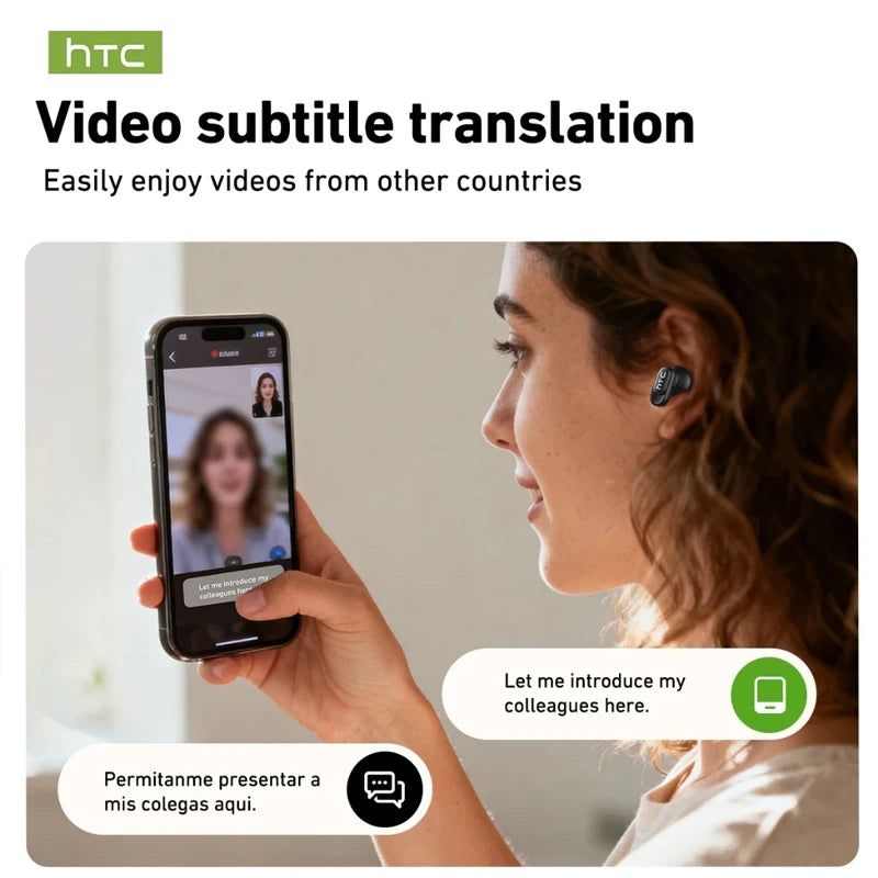 HTC NE79 Real-Time Translation Earbuds – Bluetooth Wireless Earphones with AI Call Noise Reduction & LED Display