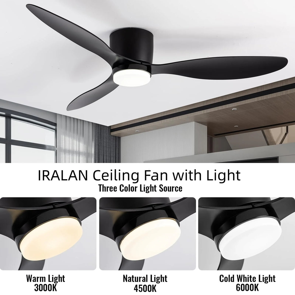 Modern BLDC Ceiling Fan with Light – 6-Speed Reversible Motor, 3CCT Lighting & Remote Control