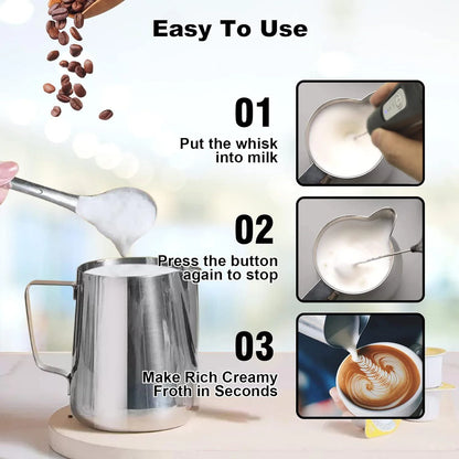 JIZHOU MF101 Mini Milk Frother – 3-Speed Rechargeable Electric Whisk with 11,000 RPM Motor