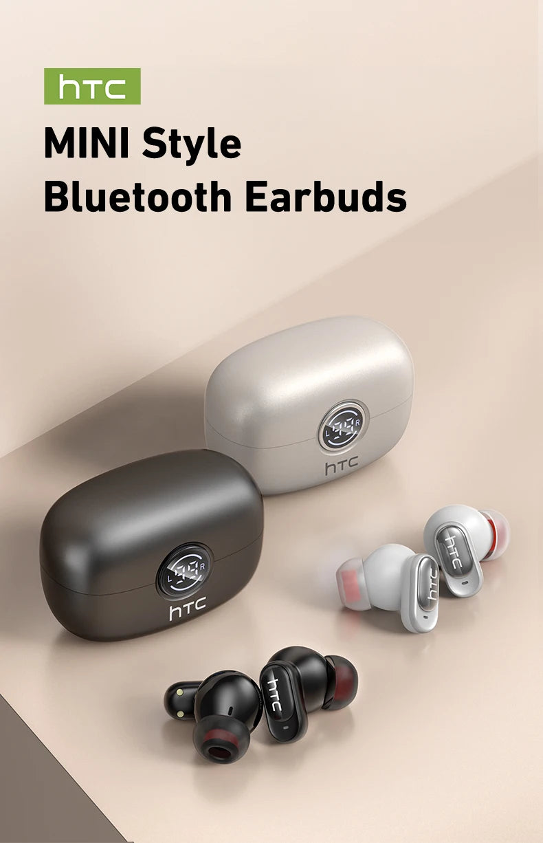 HTC NE79 TWS Bluetooth 6.0 Earbuds – AI Translation, ENC Noise Reduction & LED Display