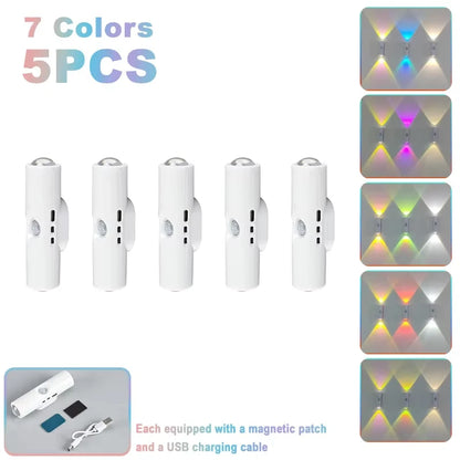 Double-Head RGB Motion Sensor LED Night Light – Rechargeable Magnetic Wall Lamp