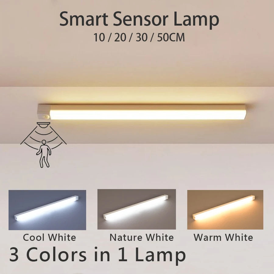 Rechargeable Motion Sensor LED Bar Light – Cordless Magnetic Cabinet & Bedside Light