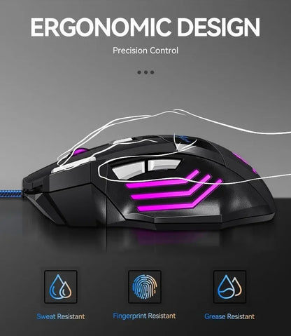 Hyperspeed USB Gaming Mouse – 7D Ergonomic Wired Mouse with RGB Backlighting