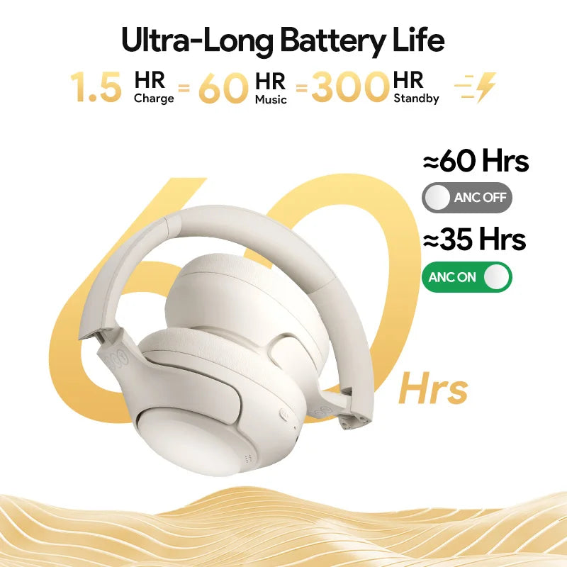 QCY H3 Wireless ANC Headphones – 43dB Hybrid Noise Cancellation, Hi-Res Audio & 60-Hour Battery