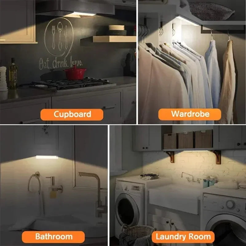 PIR Motion Sensor LED Under Cabinet Lamp – Dimmable Rechargeable Night Light