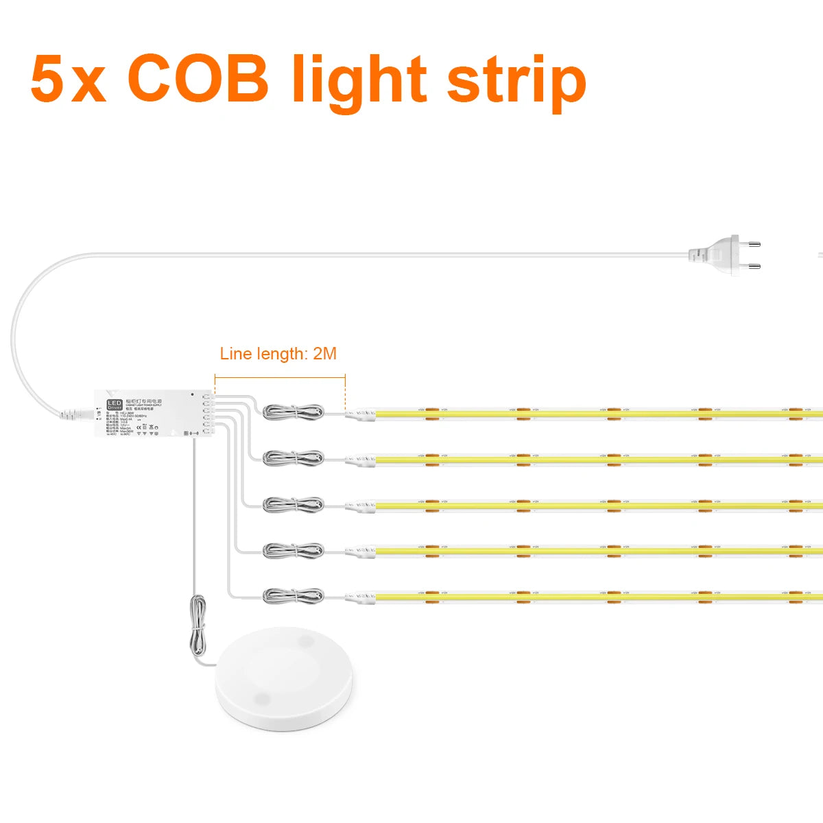 Dimmable LED Cabinet Light – COB Strip with Touch & Motion Sensor Switch