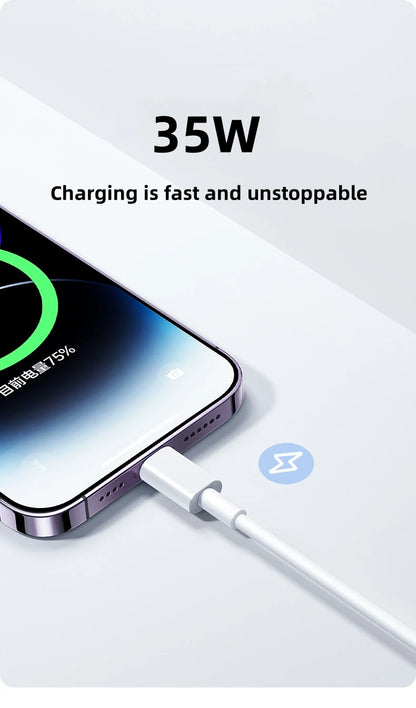 35W USB-C PD Fast Charging Cable – Type-C Charging & Data Cable for iPhone & Compatible Devices